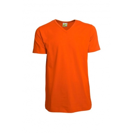 Oranje heren t-shirt met v-hals