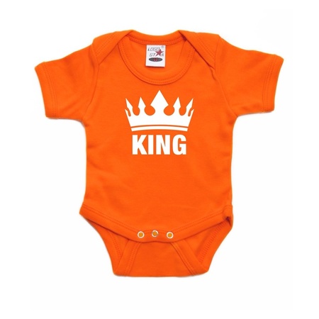 Oranje koningsdag romperje King met kroon baby