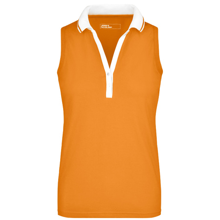 Orange sleeveless polo shirt for women 