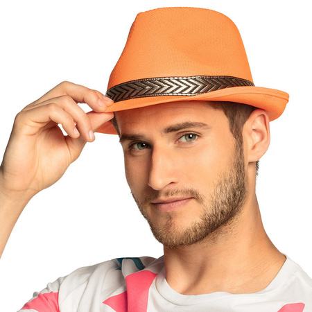 Orange trilby hat for adults