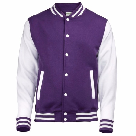Purple and white college jacket for ladies