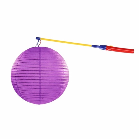 Purple lantern 35 cm with lantern stick