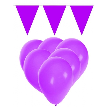 Purple decoration 15 balloons en 2 flaglines