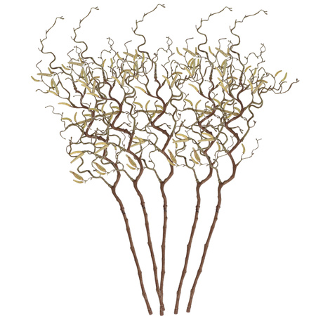 5x Brown artificial winding hazel branch 66 cm