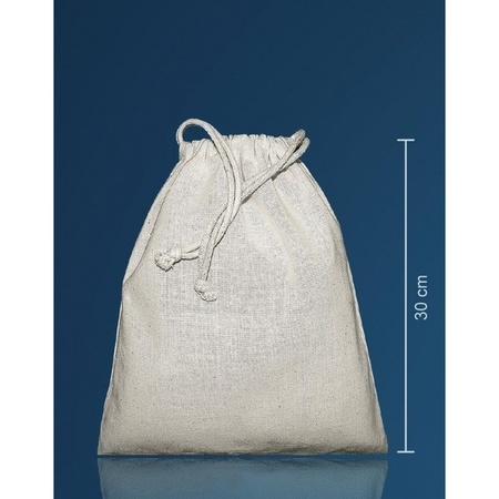 Pack of 12x pieces cotton tote bags with drawstring 25 x 30 cm