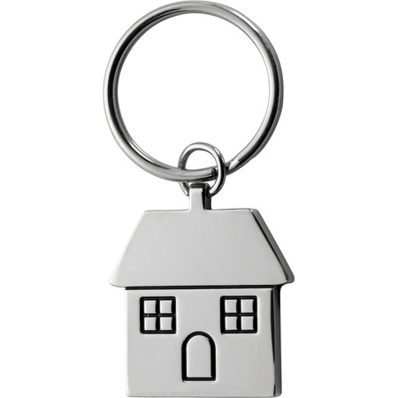Pack of 12x pieces key rings with house 7 cm