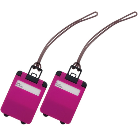 Pack of 2x pieces suitcase tags pink 9,5 cm
