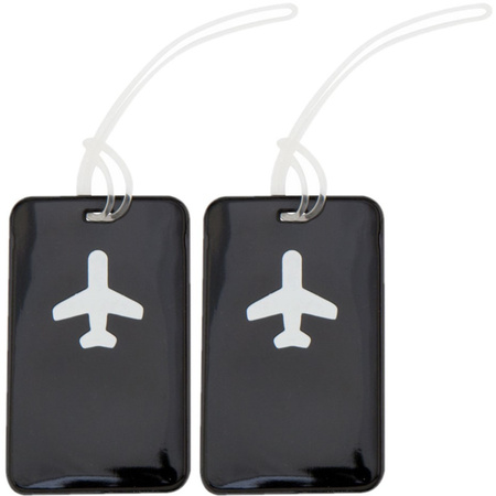 Pack of 2x pieces suitcase tags black 11,5 cm