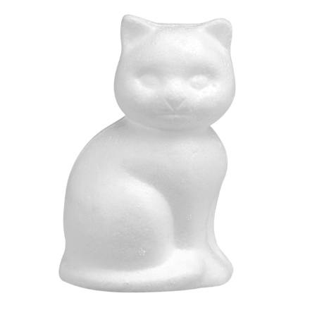 Pack of 3x pieces styropor hobby shapes/figures animals cat 13 cm