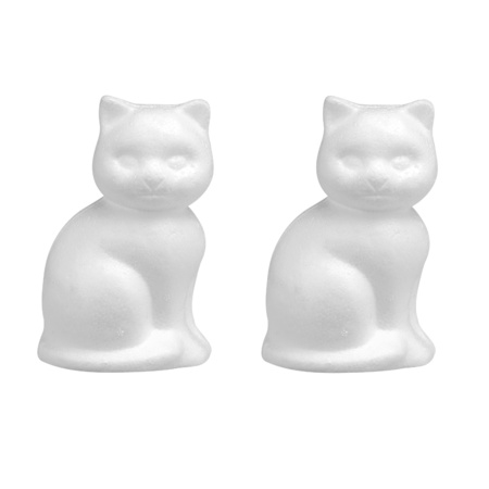 Pack of 3x pieces styropor hobby shapes/figures animals cat 13 cm
