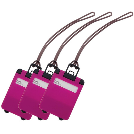 Pack of 5x pieces suitcase tags pink 9,5 cm