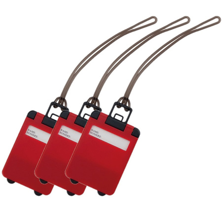Pack of 5x pieces suitcase tags red 9,5 cm