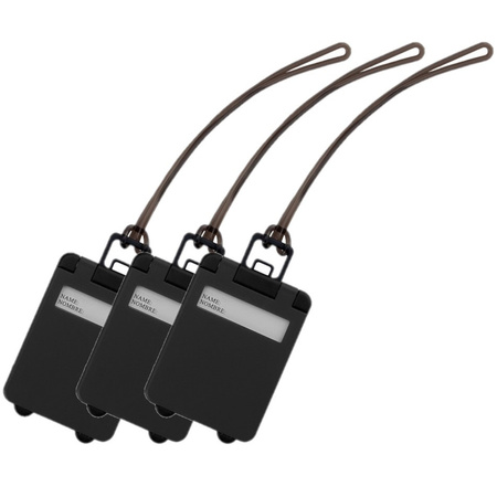 Pack of 5x pieces suitcase tags black 9,5 cm