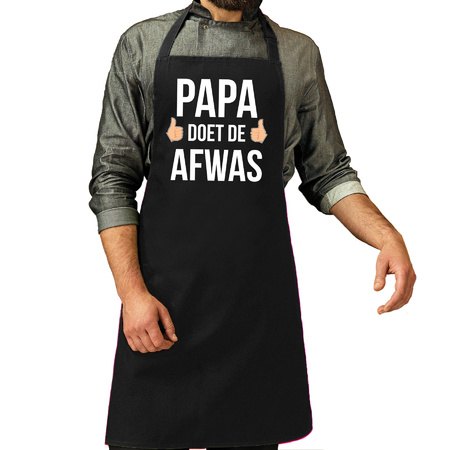 Papa doet de afwas present apron black for men