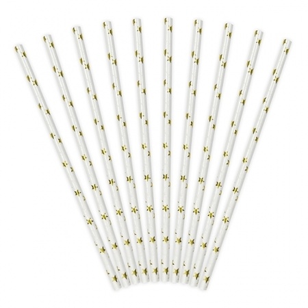 Paper straw with gold stars - 10x