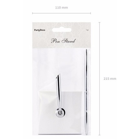 Pen stand Luxe - Wedding - incl. pen - silver - 8 x 16,5 cm
