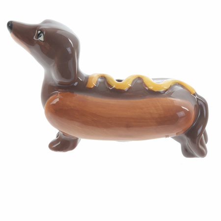 Peper en zout stel - hotdog hondje en mosterd - keramiek - cadeau setje