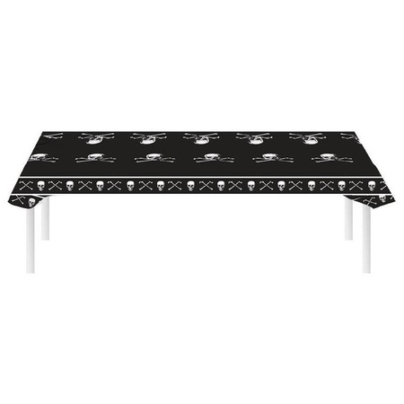 Black pirate tablecloth with skulls