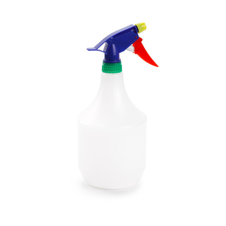 Plant water spray bottle - container 1 liter - white base - blue top - 25 cm - plastic