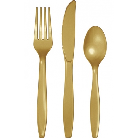 Golden plastic cutlery 72 pieces