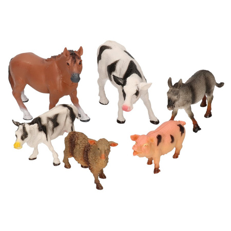 Plastic boerderij speelfiguren dieren 6 stuks
