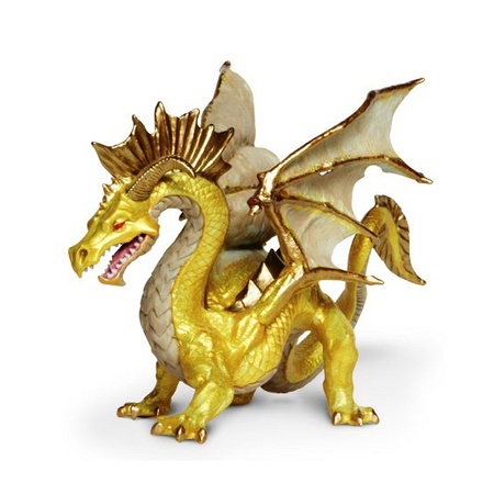 Plastic gold dragon 17 cm
