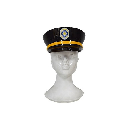 Plastic police cap black for adults