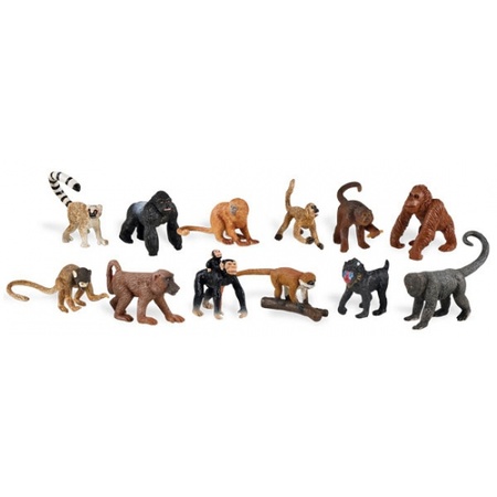 Plastic speelfiguren apen 12 stuks