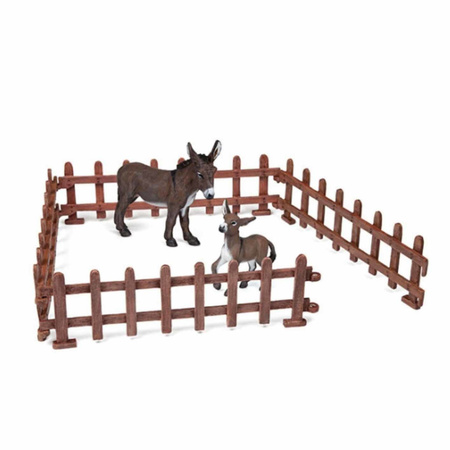 4x Plastic toy farm fences 23 x 6 cm