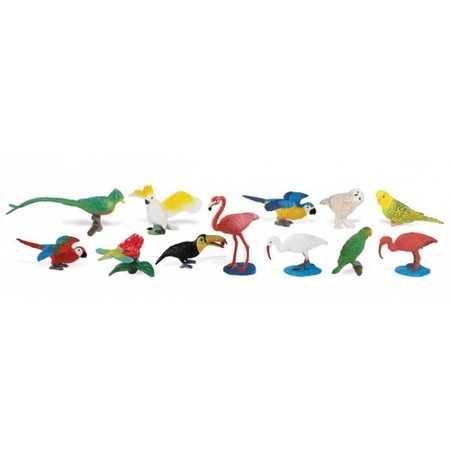 Plastic toy tropical birds