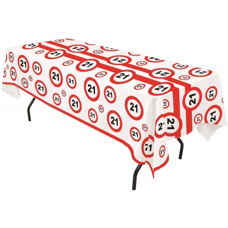 21 Years birthday tablecloth with traffic signs