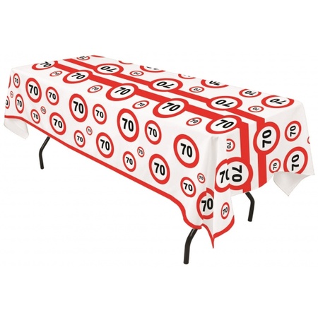 70 Years birthday tablecloth with traffic signs