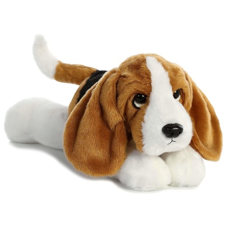 Pluche bruin/witte Basset hound honden knuffel 30 cm speelgoed