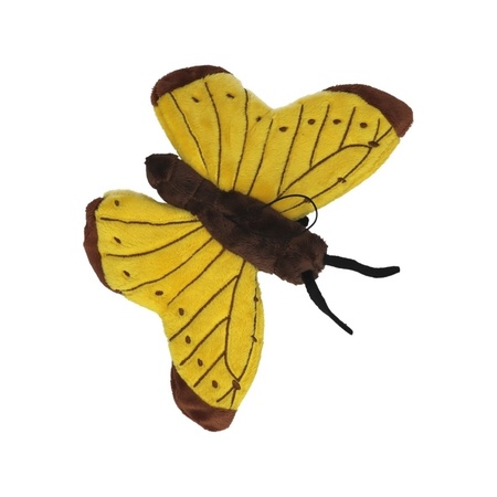 Pluche gele vlinder 21 cm