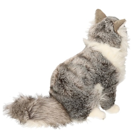 Pluche grijze katten knuffel 35 cm