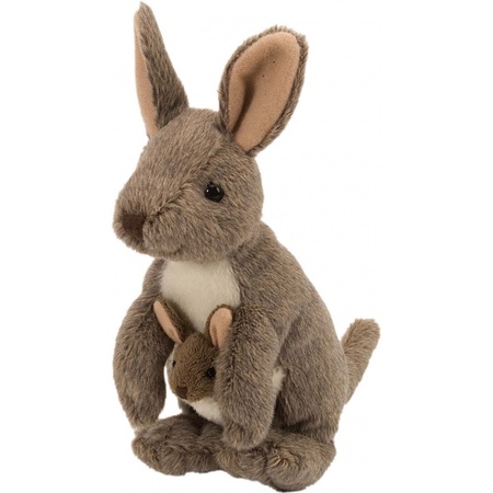 Plush soft toy kangaroo with baby 20 cm