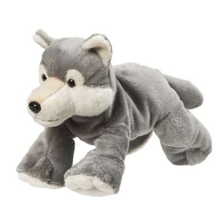Pluche knuffel grijze wolf van 22 cm