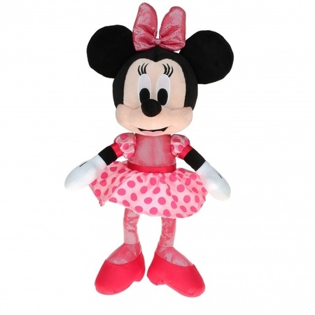 Pluche Minnie Mouse Disney knuffel ballerina met stippen jurk 40 cm