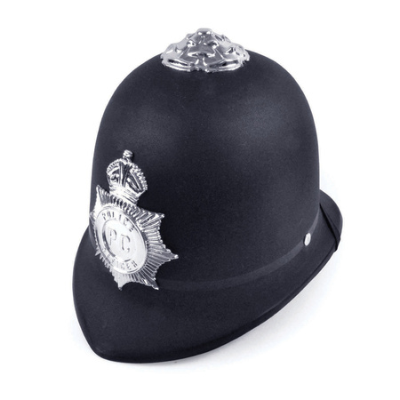 Politie/agent verkleed helm - zwart - satijnen stof - voor kinderen