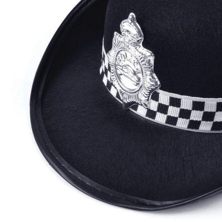 Politie/agent verkleed helm - zwart - vilt materiaal - volwassenen
