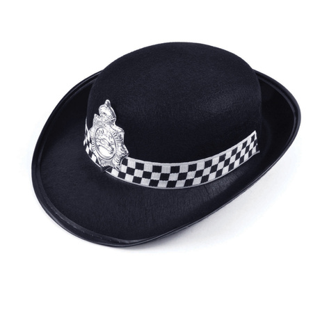 Rubies Police/officer costume helmet - black - felt material - for adults