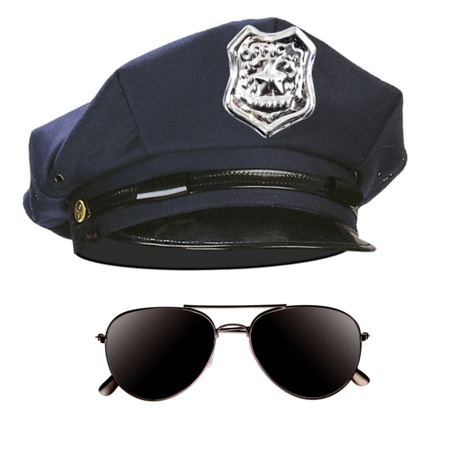 Police carnaval set cap and sunglasses