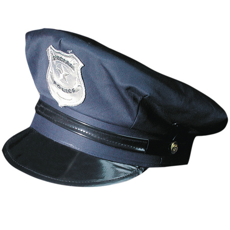 Carnaval verkleed politiepet - blauw - met pistool/badge - heren/dames - verkleedkleding accessoires