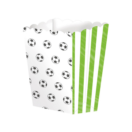 Popcorn/candy cones - 5x - soccer theme - cardboard - 6 x 13 x 4 cm