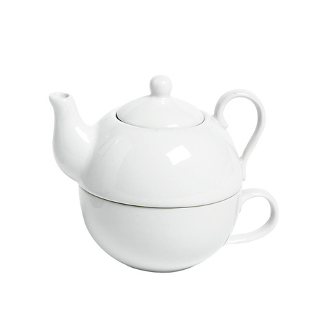 Porcelain teapot set with cup white 250 ml