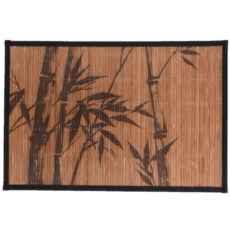 Rectangular placemat  30 x 45 cm bamboo brown with black bamboo print 1 
