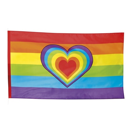 Regenboog met hartje vlag 90 x 150 cm