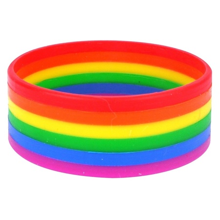 Regenboog pride kleuren siliconen armbandje 20 cm