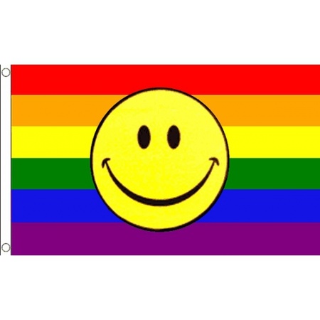 Regenboog smiley vlag 90 x 150 cm
