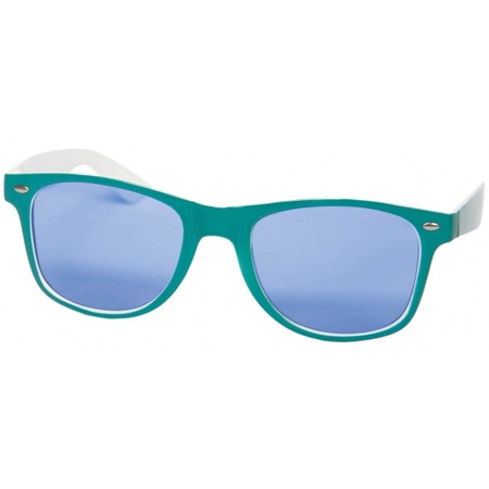 Retro feestbril blauw/wit